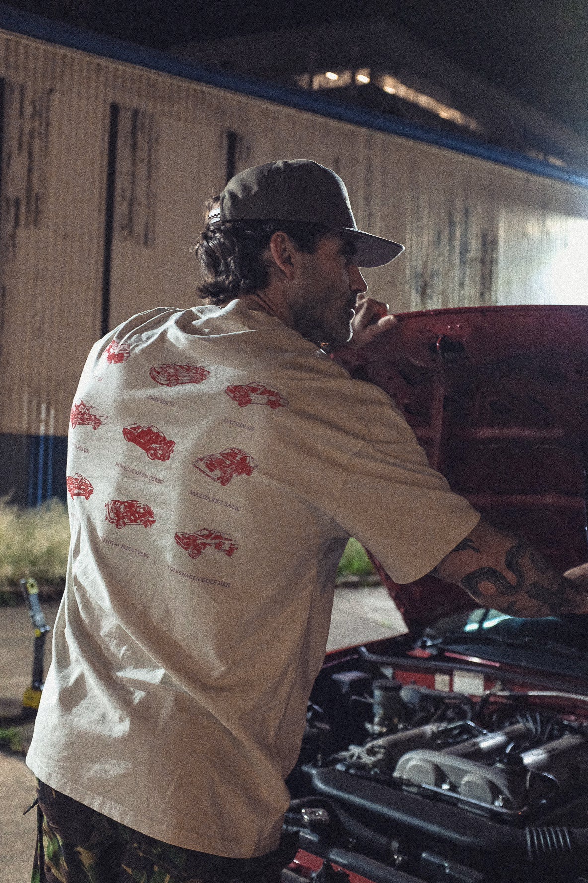 Owner's Manual Tee | Ivory & Sunrise Red