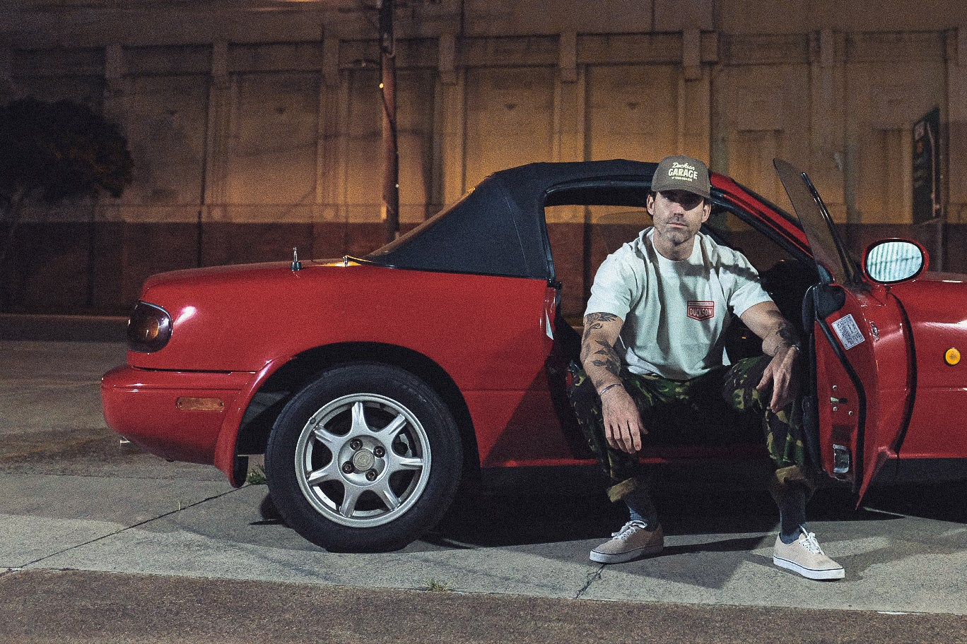 Owner's Manual Tee | Ivory & Sunrise Red