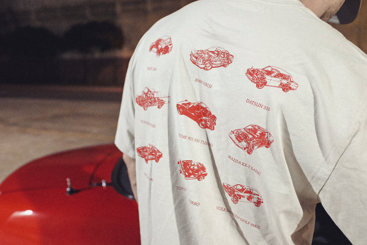 Owner's Manual Tee | Ivory & Sunrise Red