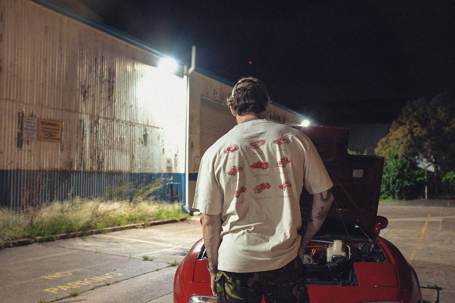 Owner's Manual Tee | Ivory & Sunrise Red