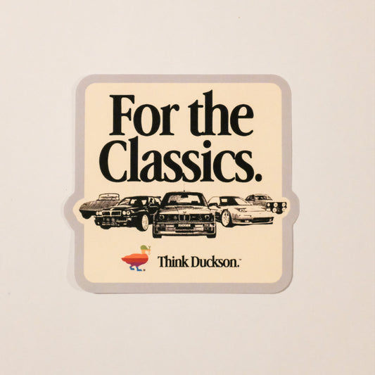 Vintage-style advertisement for Duckton with classic cars and text 'For the Classics.'